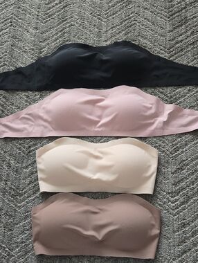 SHEIN Strapless Seamless Bandeau Bras - Black, Pink, Cream, Taupe